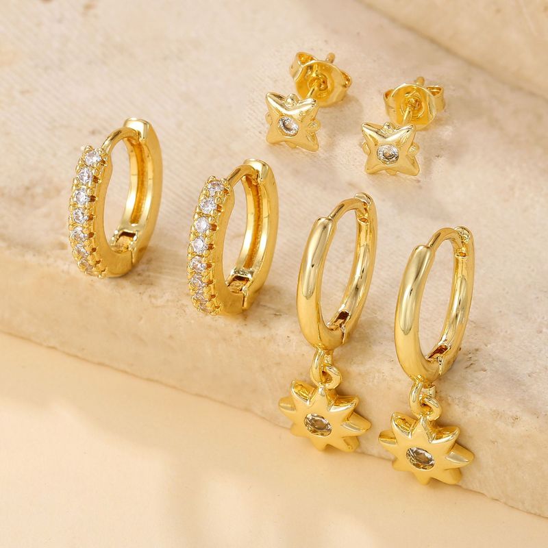 Set di gioielli da donna, orecchini a goccia in rame elettroplaccato con zirconi intarsiati, design di nicchia, orecchini a clip a forma di C._voghion.com