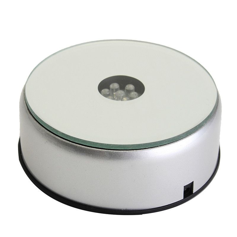 LED colorato luminoso base luce laser rotante cristallo display base supporto con adattatore USA oggetti in vetro trasparente_voghion.com