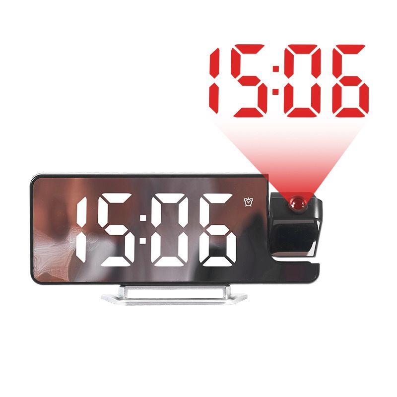 Alarm Clocks LED Large Screen Mirror Projection Display Temperature Sensing Electronic Clock_voghion.com