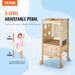 Tower Step Stool, Foldable Toddler Stool 3-Level Adjustable Height Toddler Step Stools With Safety Net, Solid Wood Kids Standing Tower Learning Sto_voghion.com