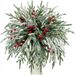 15 branches artificielles de pin de Norfolk avec tiges à baies rouges pour décorations de sapin de Noël, vases et guirlandes à faire soi-même_voghion.com