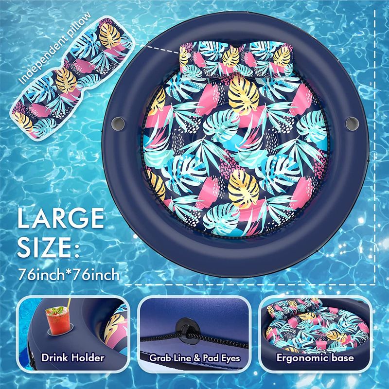 Aufblasbares Wasser, rund, schwimmende Reihe, Schwimmbad, doppelter Ahornblatt-Mesh-Loungesessel, Hängemattensitz, schwimmendes Bett, schwimmende Reihe_voghion.com