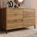 (=834445AAD) Kommode, Credenza Mit 6 Schubladen, 120 X 40 X 76 Cm In Dunkle Eiche, Credenza Highboard Für Schlafzimmer & Alle Wohnräume_voghion.com