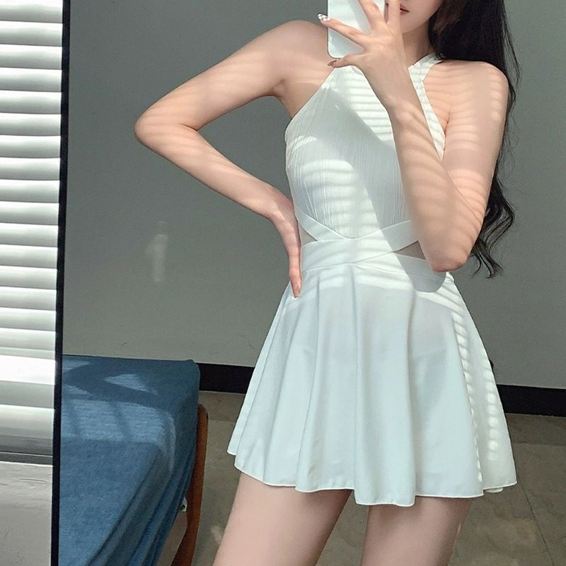 Two-Piece Swimsuit New Style Pure Desire Conservative Tummy Covering Slimming Backless Sexy Hot Spring Vacation Swimwear_voghion.com