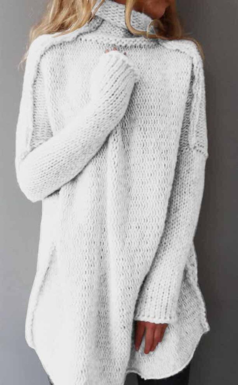 Unisex Grobstrickpullover – Übergroßer Rollkragenpullover mit Dreifachstich-Details (lässiges Streetwear-Essential, atmungsaktive Kaschmir-Polyester-Mischung)​_voghion.com