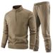 Men's Outdoor Sports Leisure Set - Long Sleeve Hoodie & Mid-Weight Half-Zip Fleece Jacket With Thermal Base Layer_voghion.com