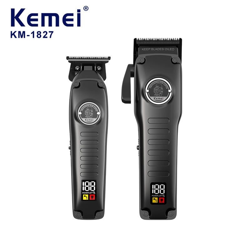 Kemei Km-1827 Pro Electric Clipper 2pcs Best Hair Trimmer Cordless Barber Clippers_voghion.com