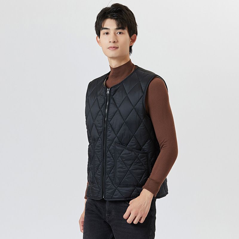 Nuovo gilet corto da uomo in pile caldo autunnale e invernale con cerniera e tasche esterne di grandi dimensioni, con tracolla_voghion.com