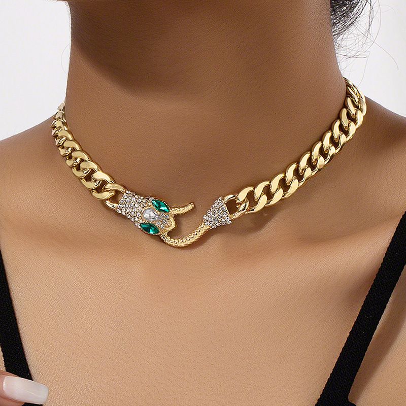 Schlangenförmige Metallkette Halskette Schlüsselbeinkette Internet Rot 2023 neuer Ins Hip-Hop trendiger cooler Schmuck_voghion.com