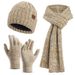 Cappello di lana sciarpa ispessito antifreddo regalo di Natale guanti lavorati a maglia cappello sciarpa set tre pezzi caldo e resistente_voghion.com