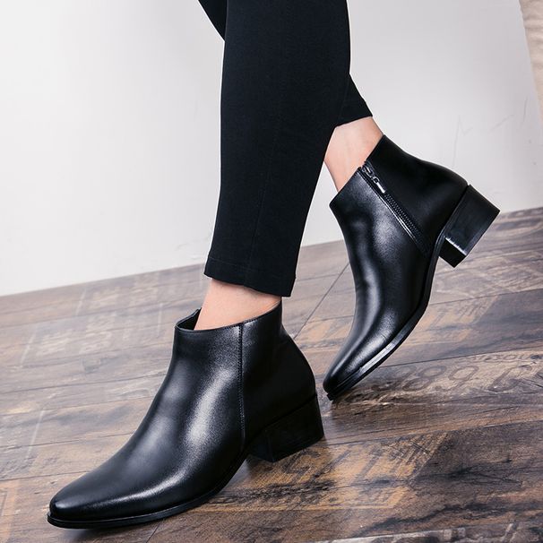 Podzimní a zimní 2020 Nové korejské módní pánské vysoké kožené boty Formální jednovrstvé boty Kožené boty pro muže na služební cesty_voghion.com