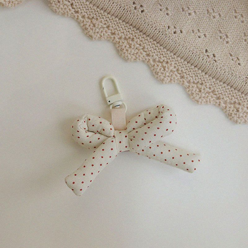 fabric Polka Dot Bow Pendant Cute Girl Cell Phone Charm Keychain Female Bag Accessories_voghion.com