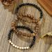 Hip Hop Retro Natural Wood Beads Map Stone Beaded Elastic Bracelet Versatile Simple Stacking Men's Holiday Style Bracelet_voghion.com