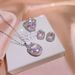 Nuovo set di tre pezzi con collana, pendente e orecchini in zircone ovale di lusso di celebrità di Internet_voghion.com
