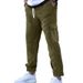 Men's trousers corduroy trousers men's autumn loose straight wide-leg trousers solid color multi-pocket men's casual trousers_voghion.com