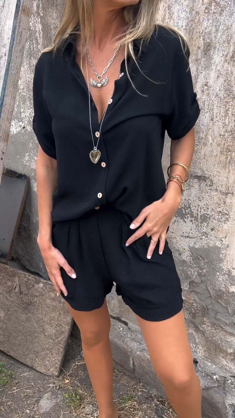 Women's  new cotton and linen short-sleeved shorts casual suits _voghion.com