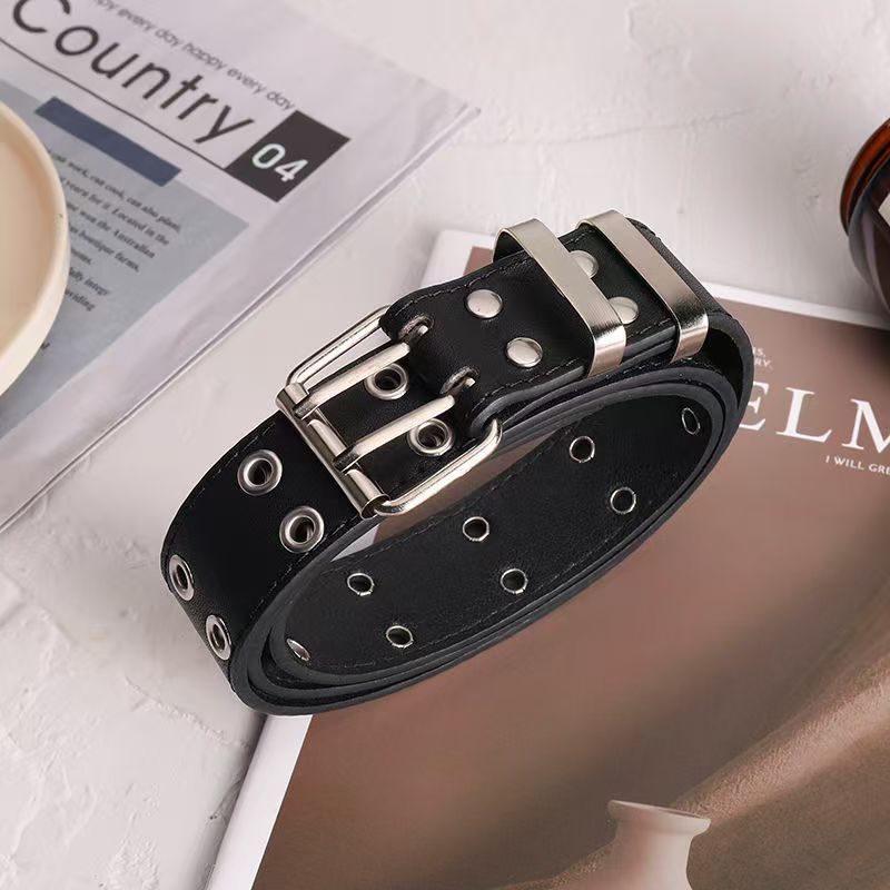 Gürtel weibliche koreanische Ins Hottie dunkle Persönlichkeit zweireihige Metallkette dekorative vielseitige Punk Herren Gürtel Flut_voghion.com