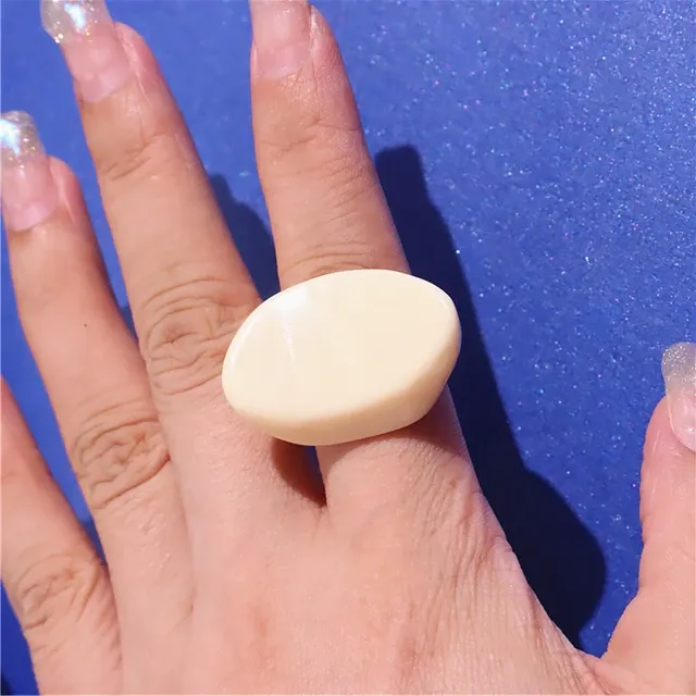 Moda HUANZHI Anelli larghi e larghi irregolari per le donne Vintage Cristallo Resina Autunno Inverno Geometrico Impilabile Indossare Dito_voghion.com