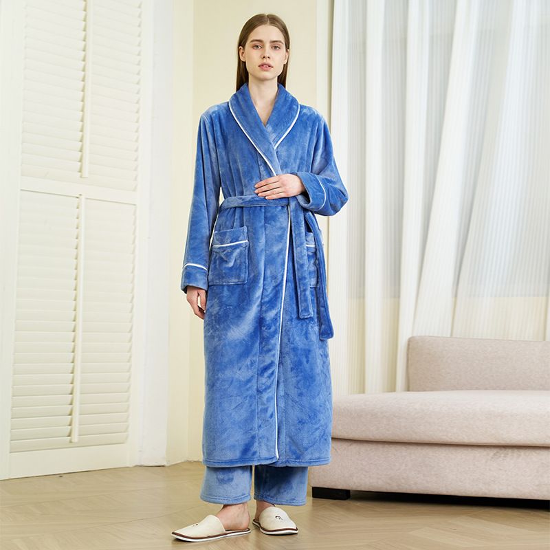 Autumn And Winter Thickened Comfortable Nightgown Extended Couple Warm Loungewear_voghion.com