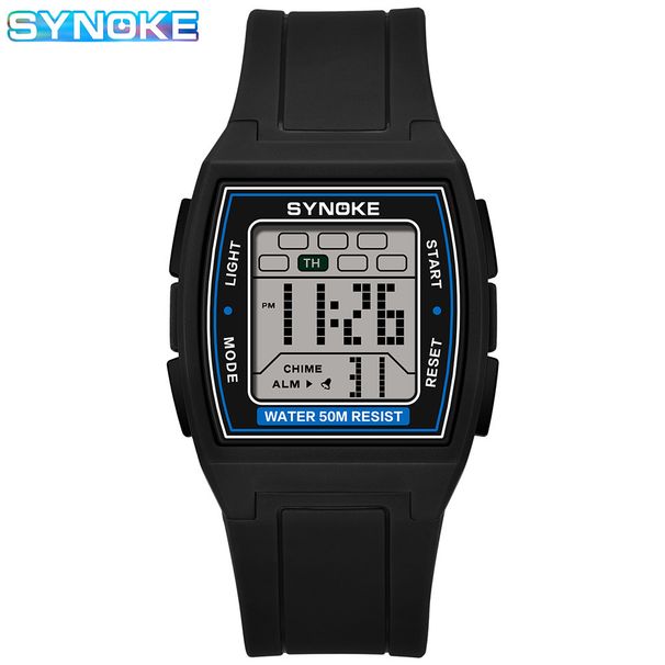 SYNOKE Sport elektronische Uhr Herren multifunktionale quadratische Retro leuchtende wasserdichte Outdoor-Studentenuhr_voghion.com
