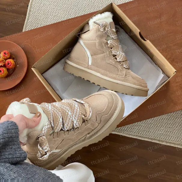 Lowmel Trainers Casual Shoes Sneakers Classic Womens Baskets Sand Wool Sheepskin Canvas Cold Designer Genuine Leather_voghion.com