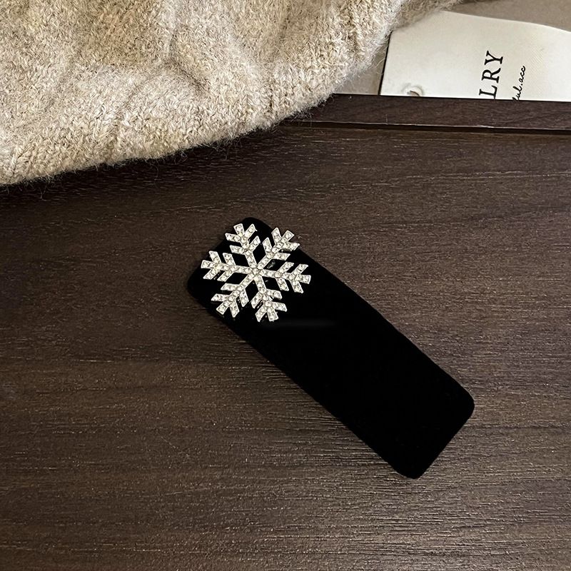 Schwarze Samt-Schneeflocken-Haarnadel, Herbst- und Winter-eleganter Clip, hochwertiger BB-Clip, seitlicher Clip, Kopfschmuck, Stirnband, weiblich, 2023 Neu_voghion.com