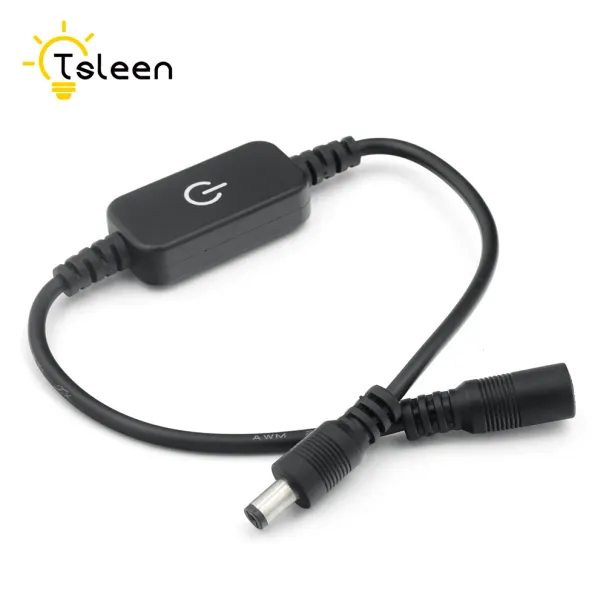 In-Line Power Switch ON/OFF Smart Touch Cable Black For Jack Arduino 12-24V Power Switch Sensor ON/OFF Black Cable Dimmer_voghion.com