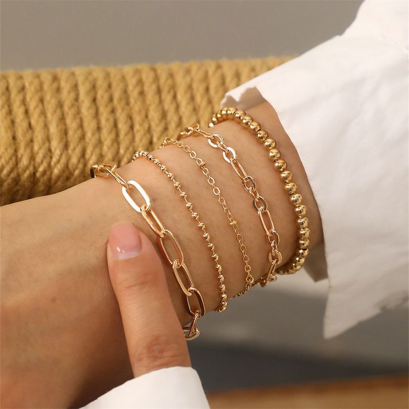 Braccialetto versatile con perline, set di 5 pezzi, con corda elastica e graffetta semplice e spessa._voghion.com