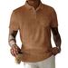 Herren Poloshirt aus Cord mit Revers, Knopftasche, einfarbig, lässig, kurzärmelig_voghion.com