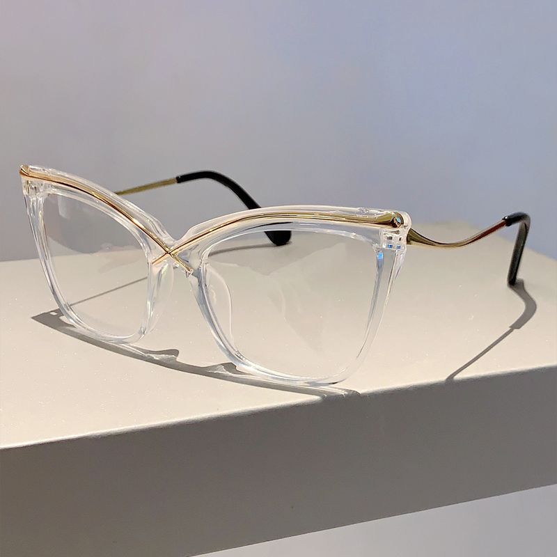Fashion KAMMPT Oversized Cat Eye Eyeglasses Fashion Vintage Blue Light Blocking Eyewear 2024 Trendy Non-prescription Glasses for_voghion.com