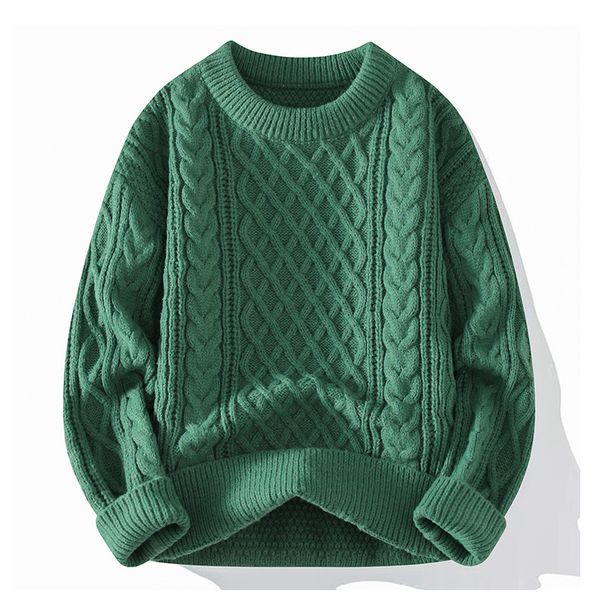 Sweater men's autumn and winter new loose round neck pullover with diamond grid lazy style couple's versatile solid_voghion.com