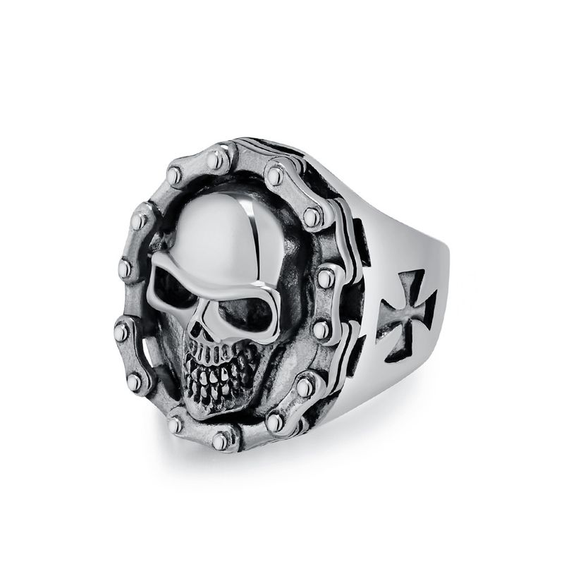 Retro Hiphop Motorradkette Totenkopfring Herren Nischenpersönlichkeit Handschmuck Ring_voghion.com