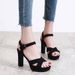 Chunky Heel Open Toe Sexy Black Platform Buckle_voghion.com