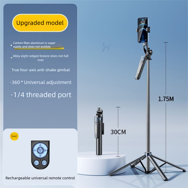 Shenzhou Selfie Stick Treppiede 1.8m Gimbal Anti-Vibrazione Portatile per Streaming Live con Telecomando da Pavimento_voghion.com