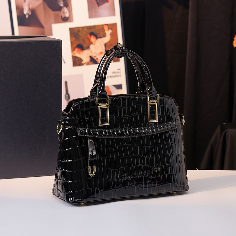 Animal Pattern Crocodile Pattern Color Matching Striped Hijab Bag Small Square Bag Shoulder Crossbody Handbag Women's Bag_voghion.com