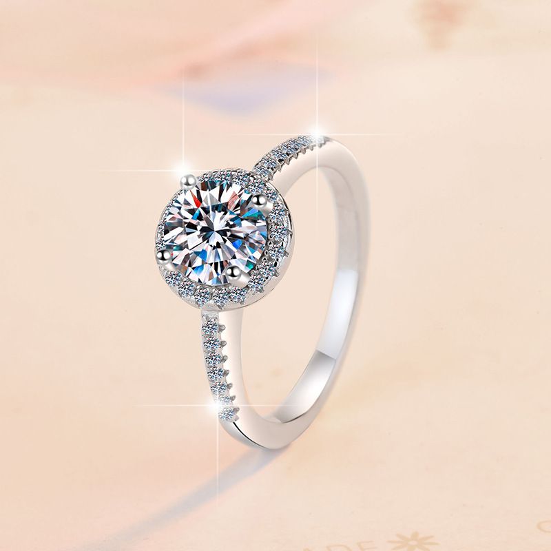Sterling Silber Ring Simulation Mode Runde Paket Karat Vergoldet Mode Ring Rund Moissanite Ring Weiblich_voghion.com