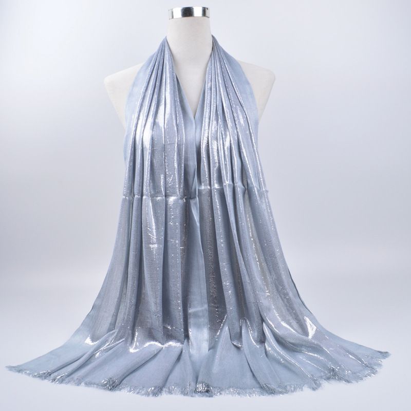 Lenço de cabeça muçulmano Algodão Ouro Lenço de seda Lenço de seda monocromático feminino Lenço de cabeça muçulmano_voghion.com