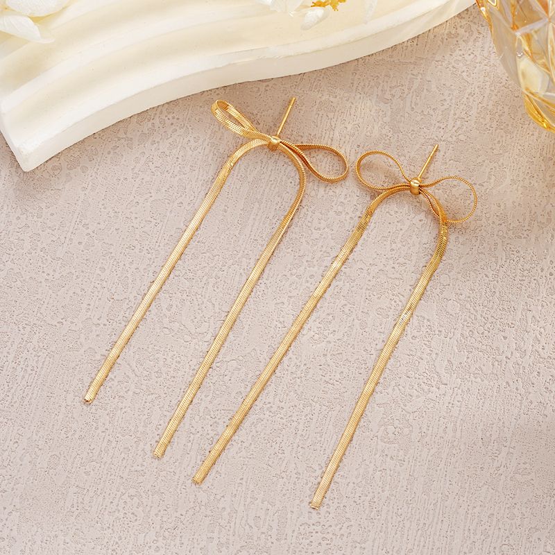 Orecchini a bottone con nappa e catena a forma di serpente piatto e osso, molto venduti, per donna, alla moda, versatili, semplici e alla moda._voghion.com