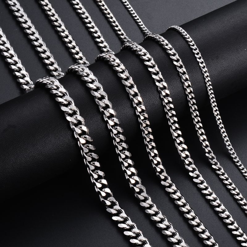Stainless Six-Sided Polished Side Cuban Men's Personality Style Versatile Chain Titanium Steel Necklace_voghion.com