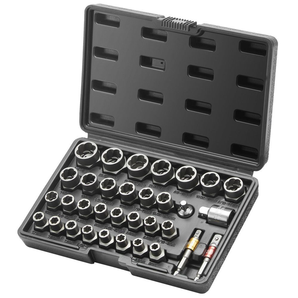 VEVOR Bolt Extractor Set, 29-Piece Bolt And Nut Remover Set, 6mm To 10mm, 13/32' To 3/4', CR-MO Steel Extraction Socket Set With Storage Case, For R_voghion.com