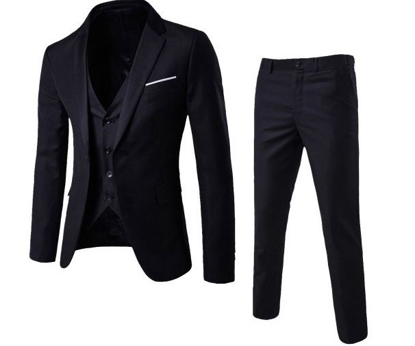 CT New European Size Men's Suit Set: Formal Jacket Vest + Trousers Three-Piece Set_voghion.com