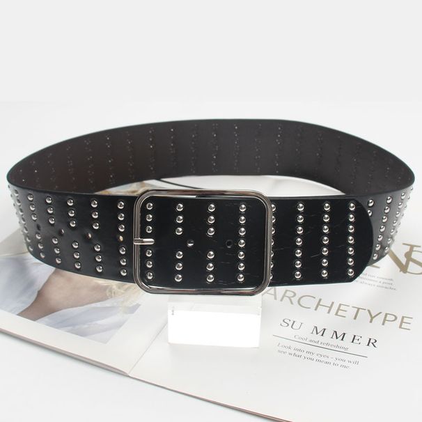 Punk-Stil Nieten breit für Frauen schwere Handwerk Design Sinn Persönlichkeit Bund Dekoration Kleid Zubehör Taille Gürtel_voghion.com
