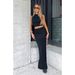 Women's Clothing Comfortable Solid Color Round Neck Sleeveless Top Waist Skirt Suit_voghion.com