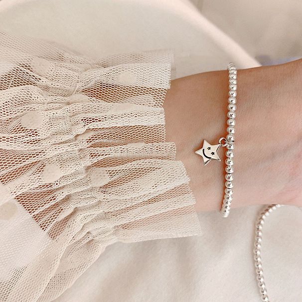 Lahka luksuzna nišna ljubezenska zvezda majhna srebrna zapestnica z biseri in fižolom, baročna biserna zapestnica, ženska, vsestranski ročni nakit_voghion.com