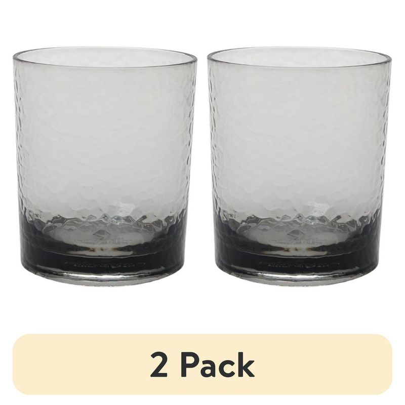 (2 Pack) 14-Ounce Tritan Short Hammered Tumbler, Smoke_voghion.com
