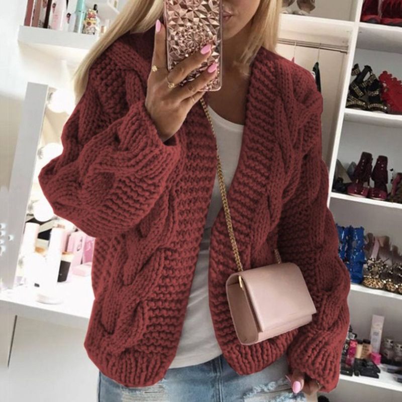 Women's Clothing Solid Color Cardigan Sweater_voghion.com