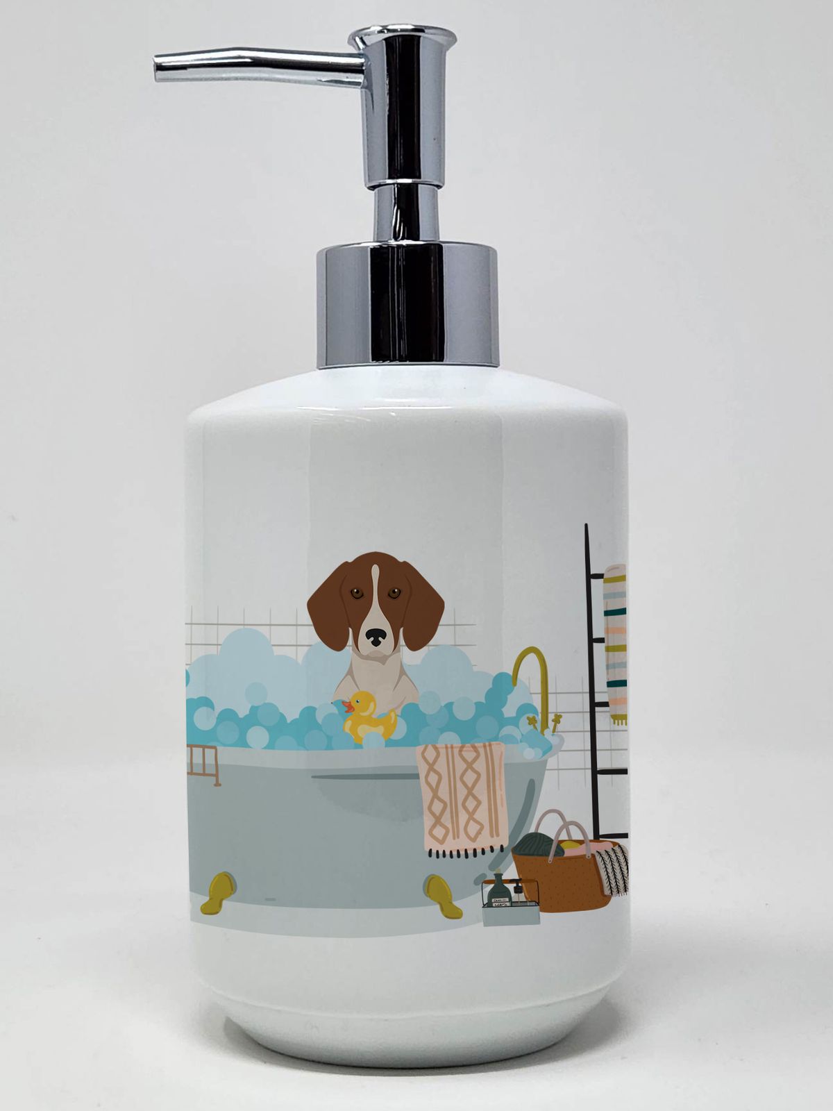 Red Piebald Dachshund Ceramic Soap Dispenser Hand Soap Dispenser Pump Bottles for Bathroom Kitchen, Empty Refillable Liquid Soap Container_voghion.com