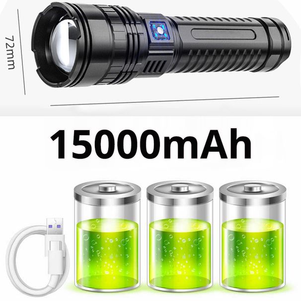 10000000LM LED White Laser Built-in Battery Flash Light Emergency Spotlights 5km Most Powerful LED Flashlights Tactical_voghion.com