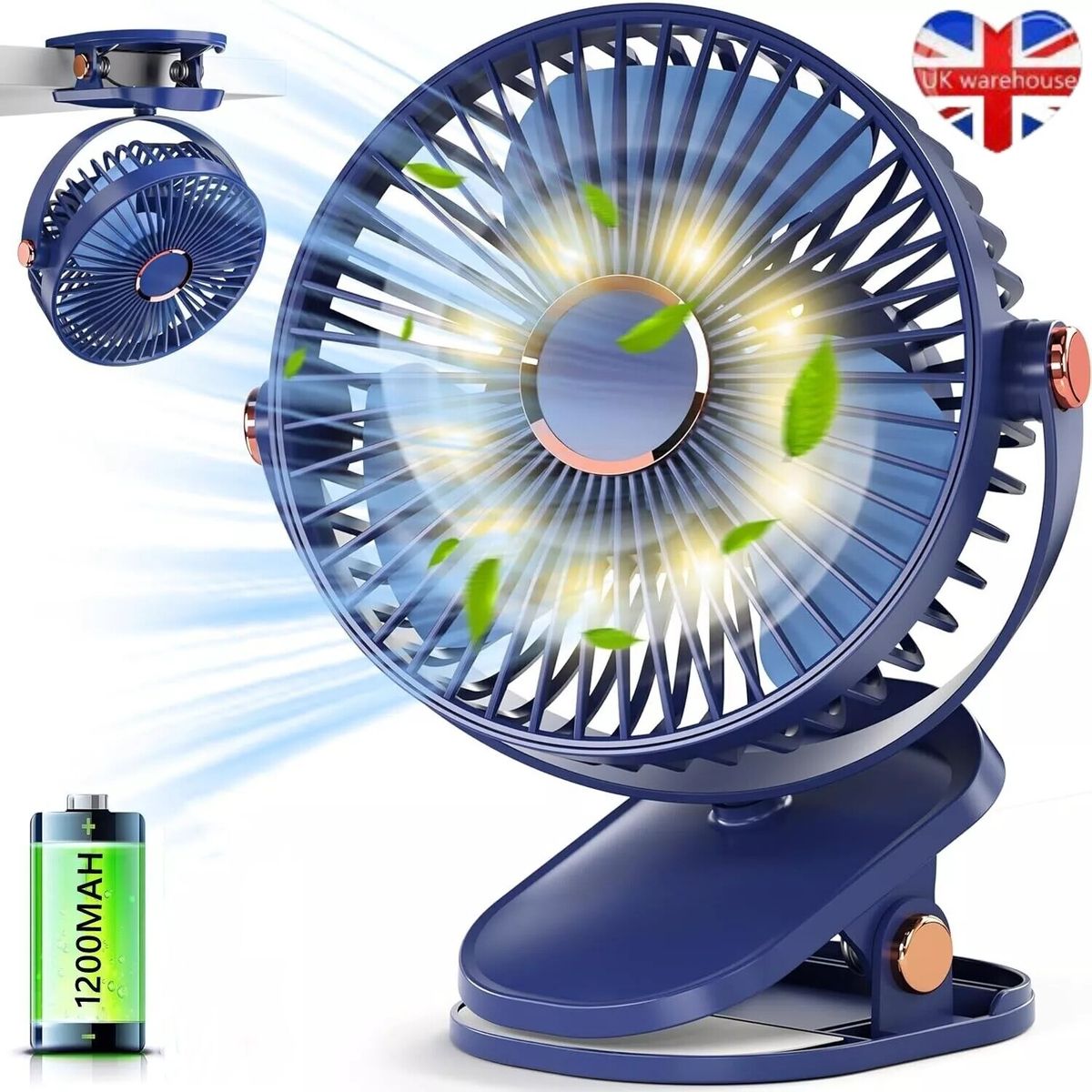 USB Rechargeable 5 Speeds Mini Cooling Fan Clip On Desk Baby Stroller Portable_voghion.com