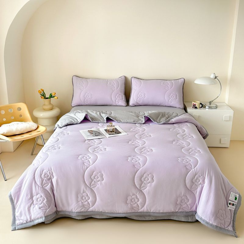 Luxury Soft Knitted Cotton Quilt Lightweight Summer Blanket For Air Conditioning With Solid Color Design_voghion.com